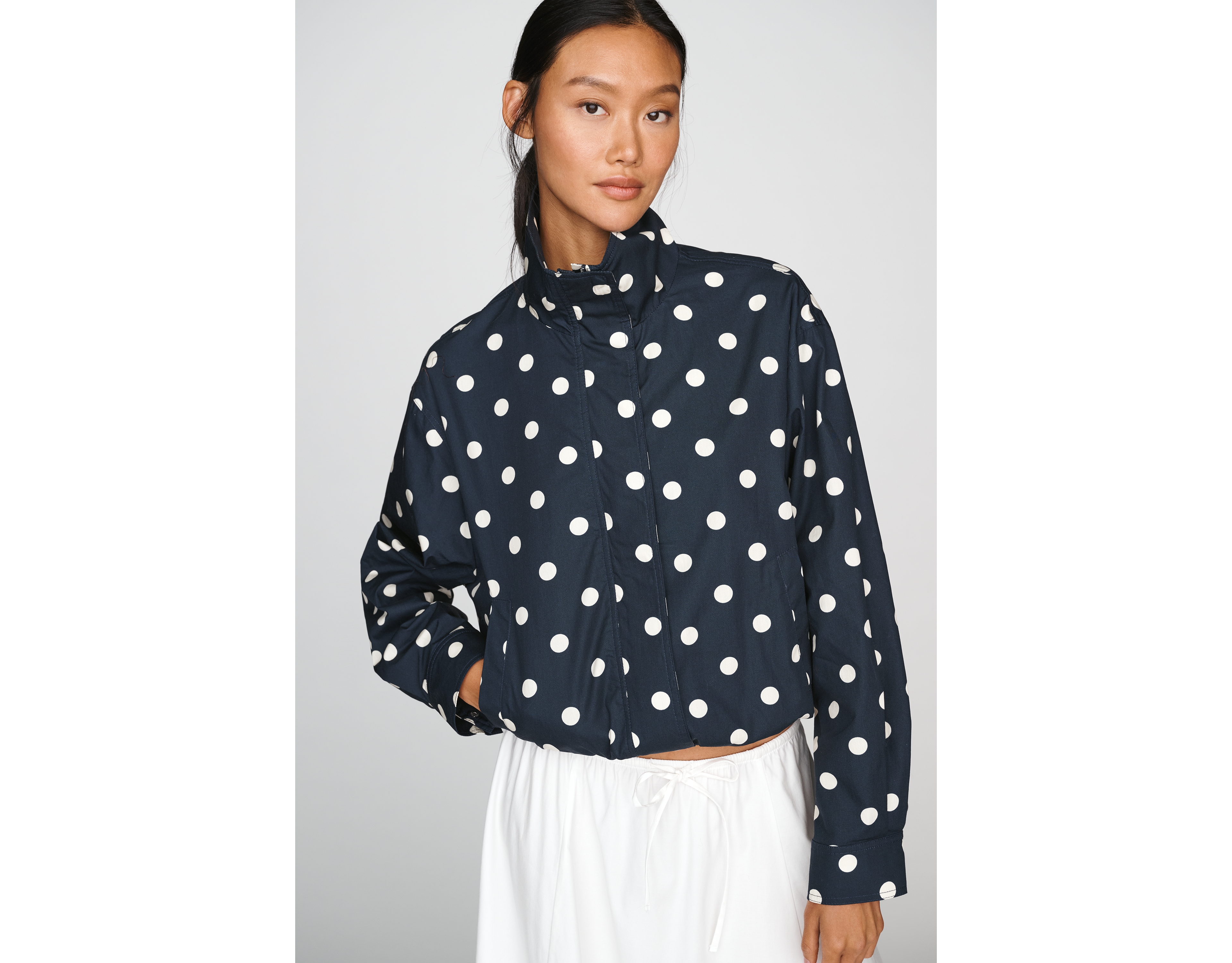 RAISONNEL Polka Dot Funnel Neck Jacket