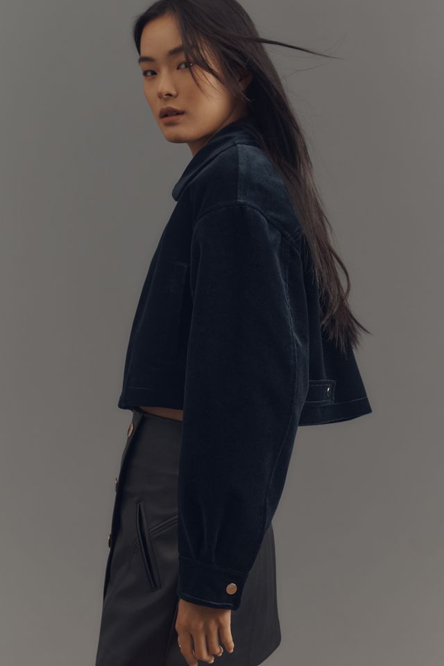 Theory Cropped A-Line Velvet Jacket #4