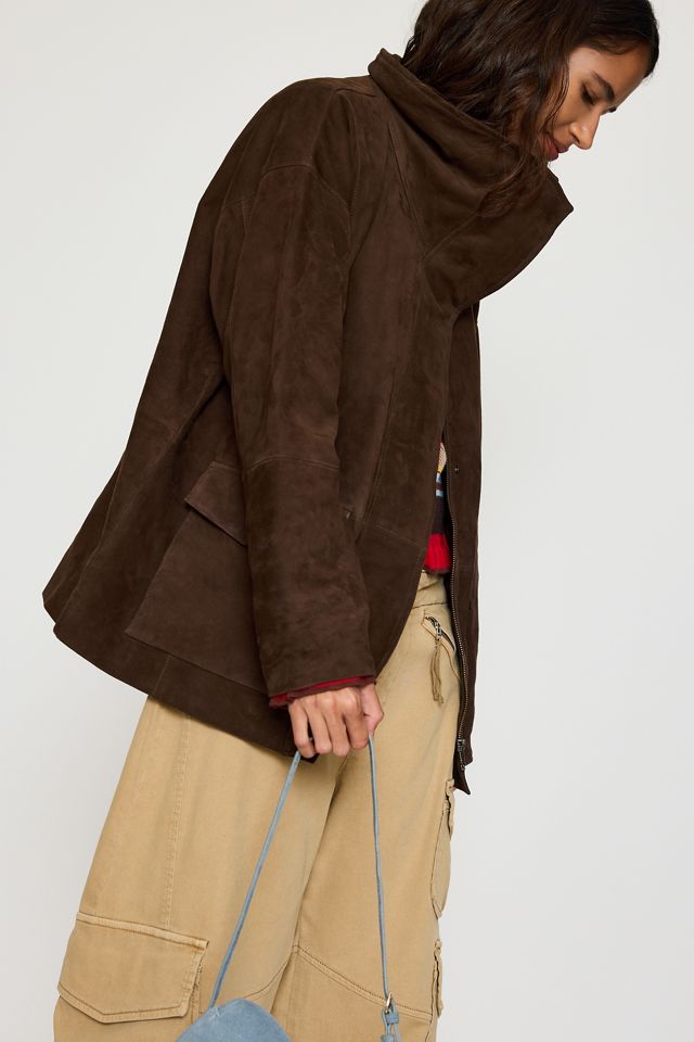 By Anthropologie Suede Funnel-Neck Jacket #3