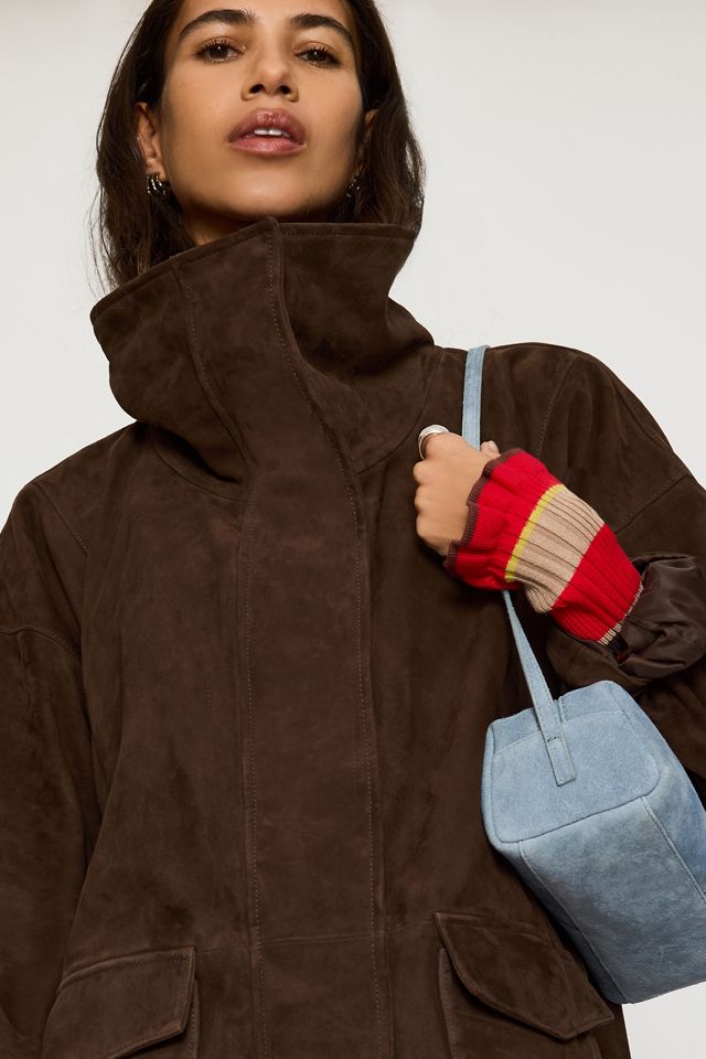 By Anthropologie Suede Funnel-Neck Jacket #4