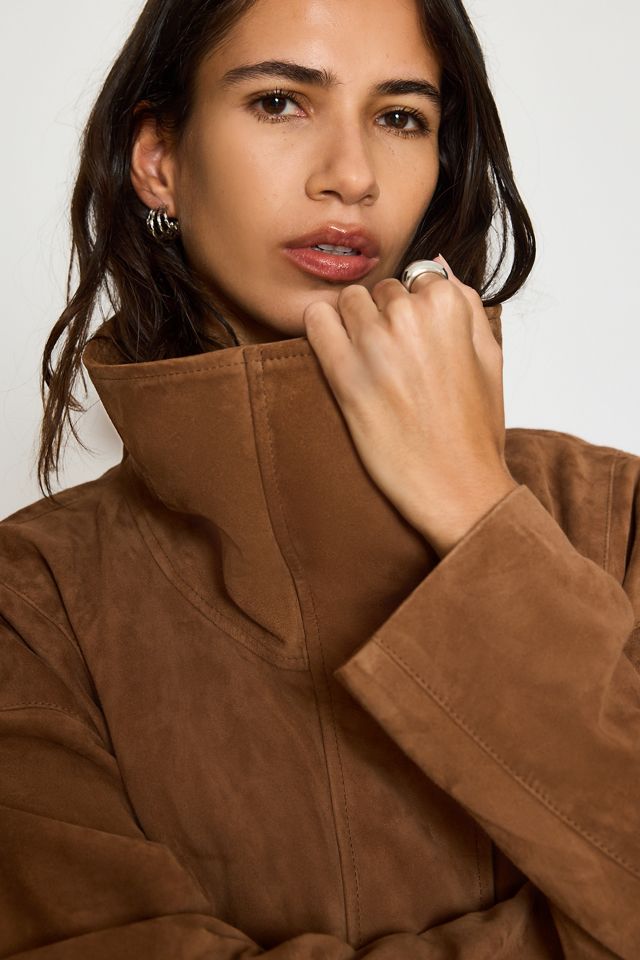 By Anthropologie Suede Funnel-Neck Jacket #4