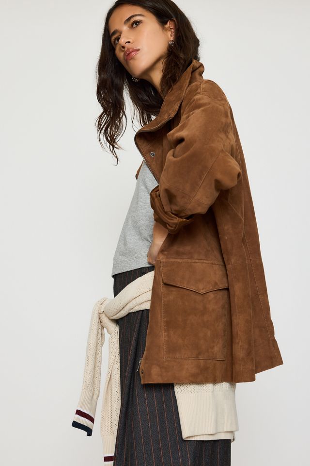 By Anthropologie Suede Funnel-Neck Jacket #1