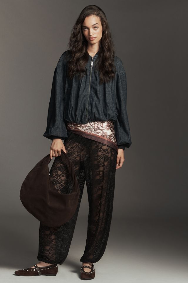 By Anthropologie Denim Bubble Bomber Jacket #2