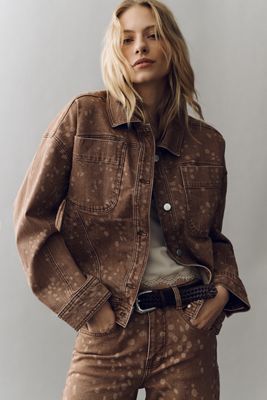 Pilcro Deer Print Denim Jacket