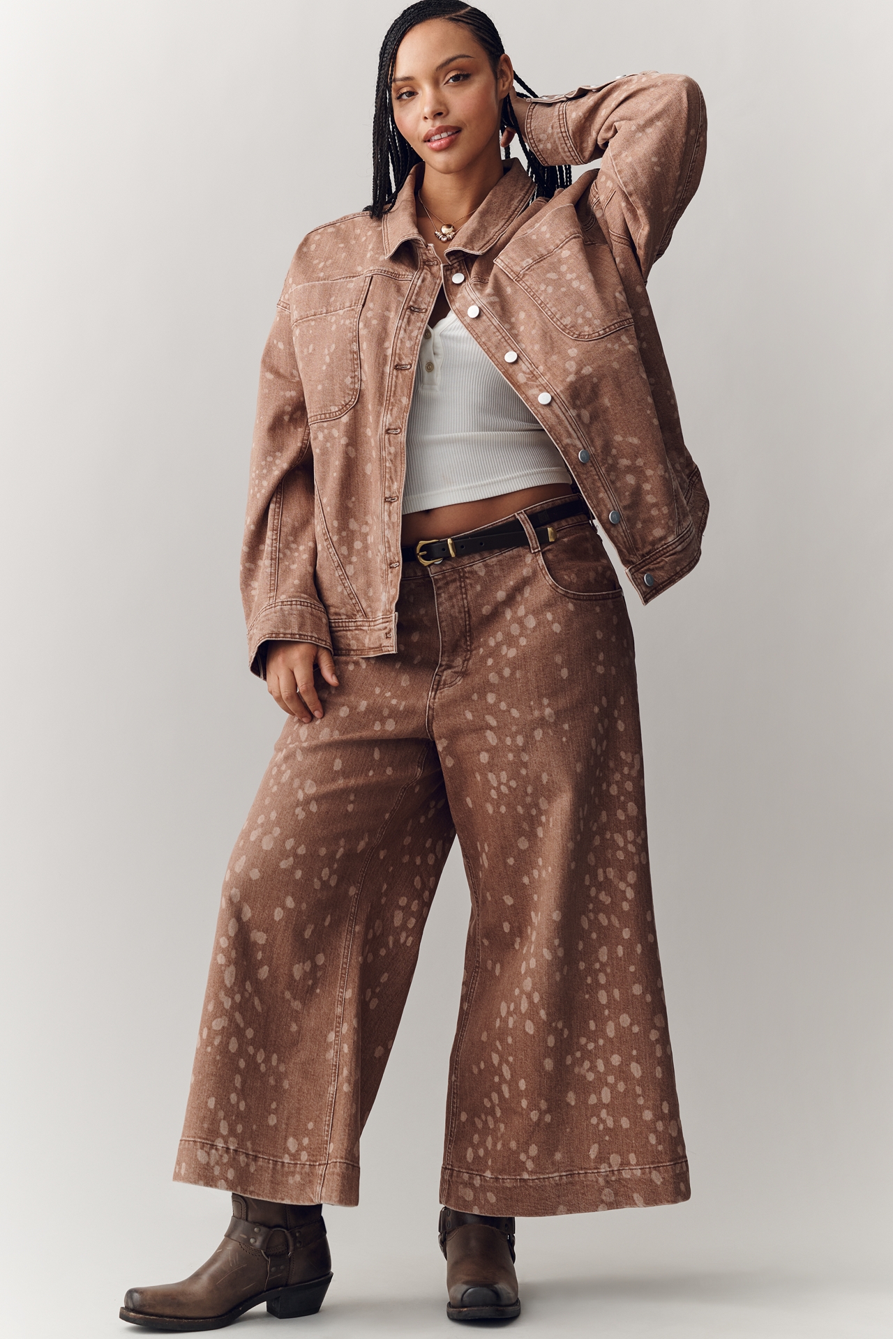 Pilcro Fawn Print Denim Jacket