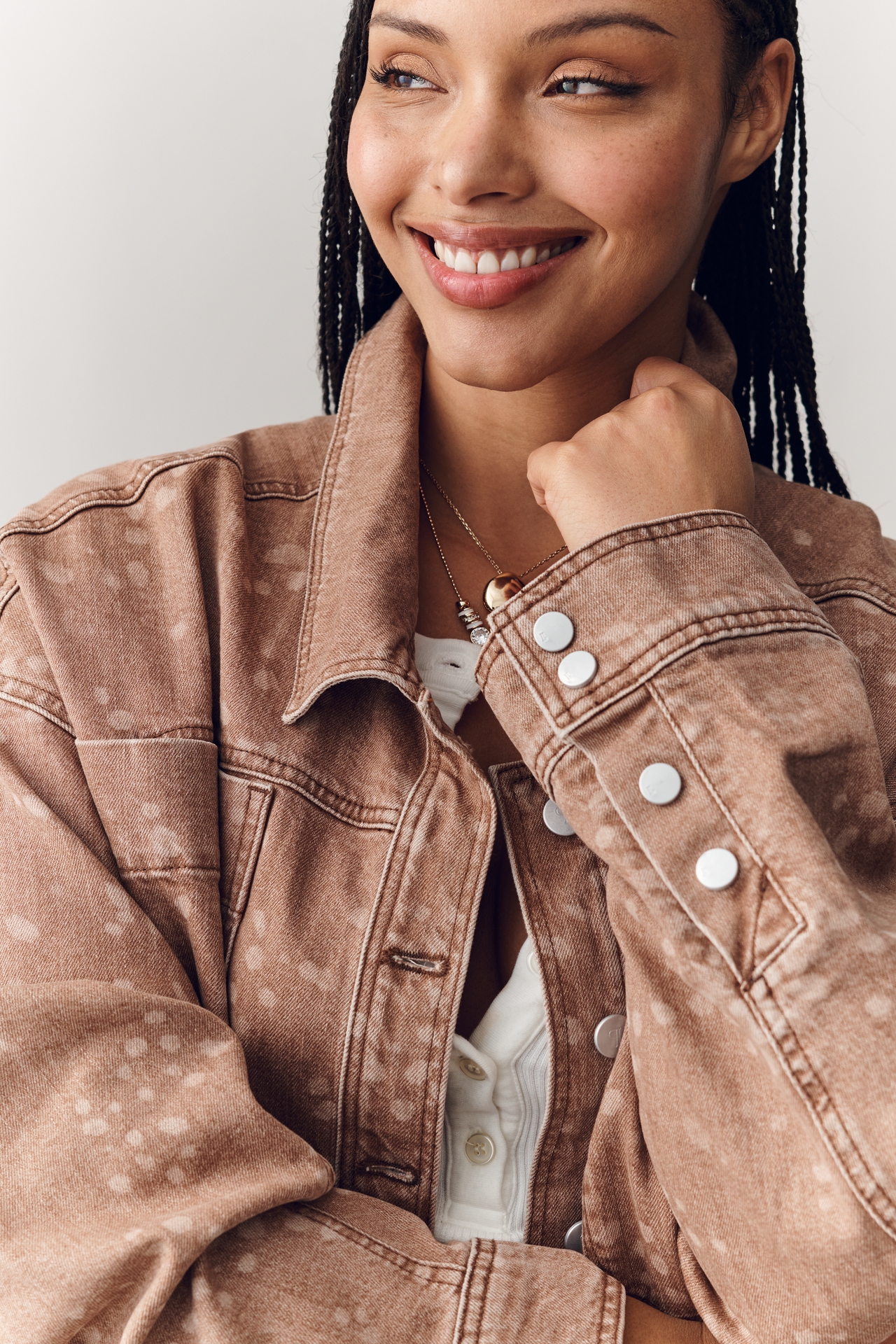 Pilcro Fawn Print Denim Jacket