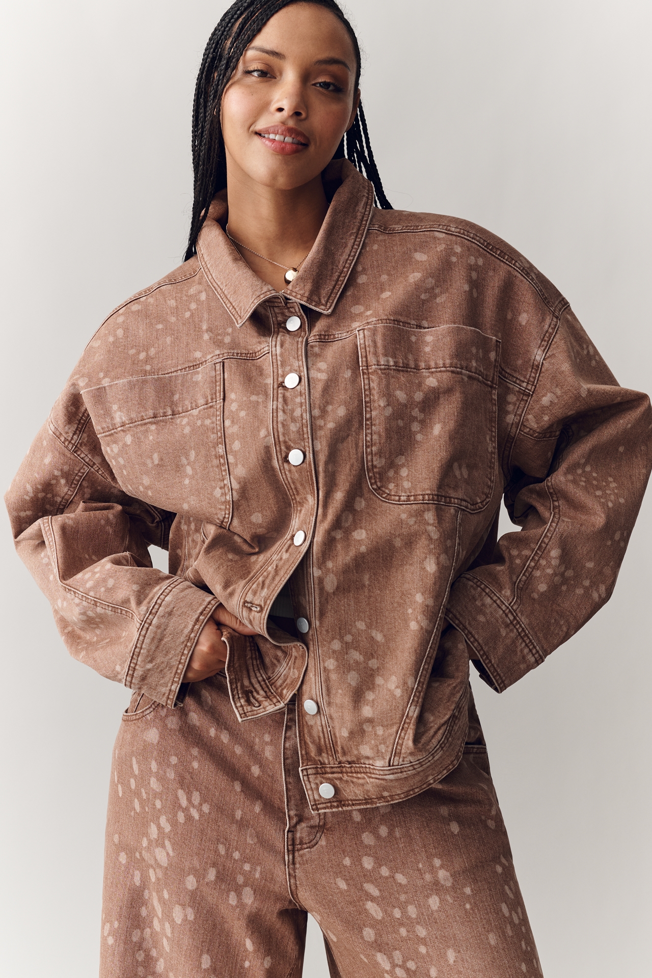 Pilcro Fawn Print Denim Jacket