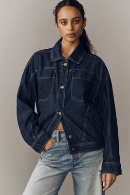 Pilcro Pleated Lightweight Trucker Jacket