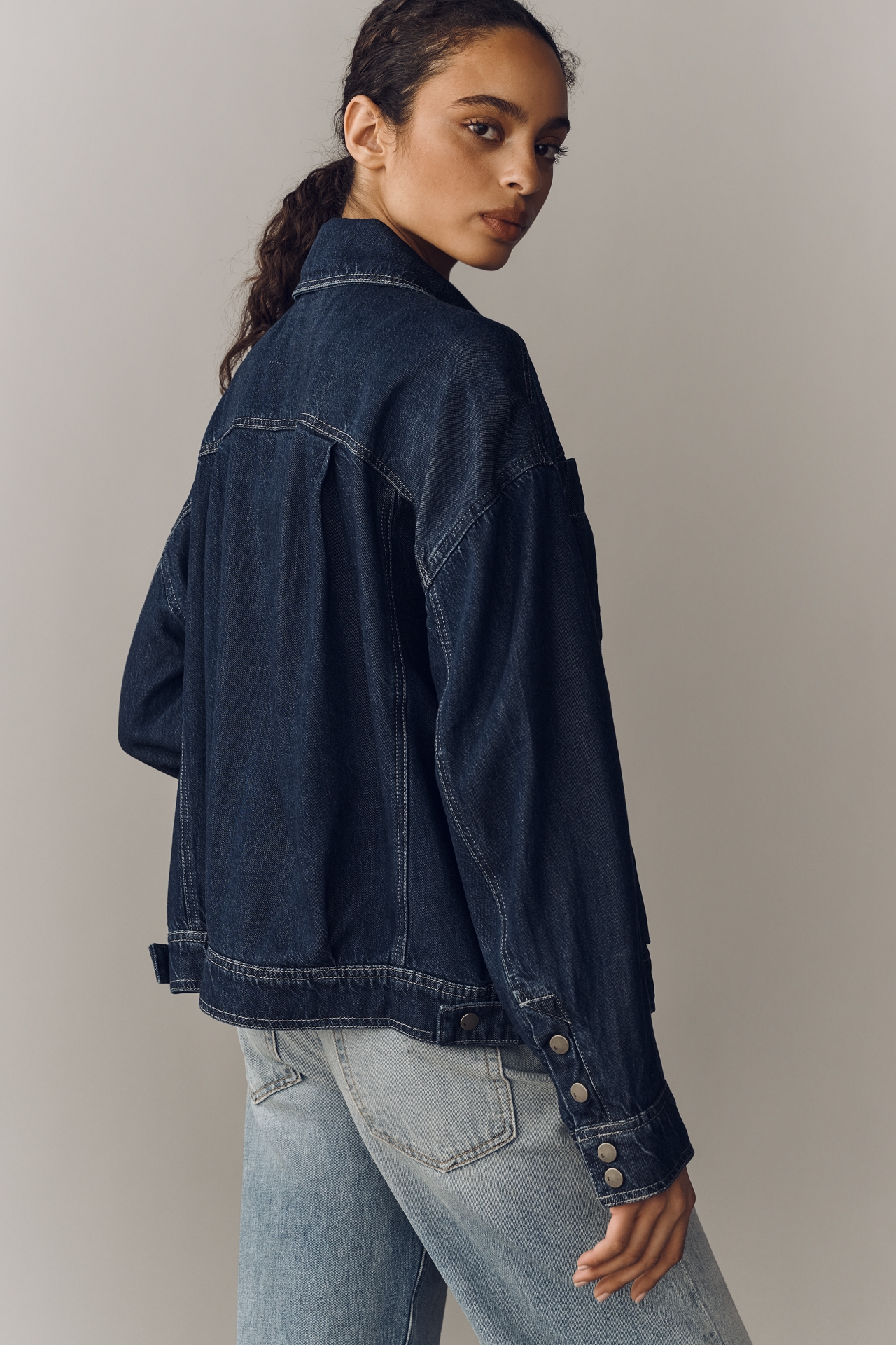Pilcro Pleated Lightweight Trucker Jacket