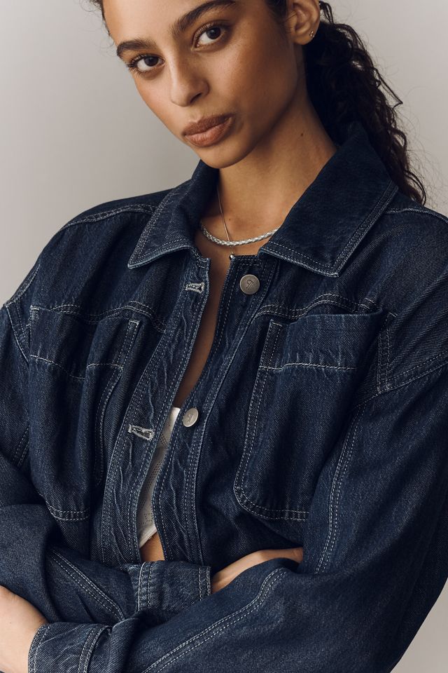 Pilcro Pleated Lightweight Trucker Jacket | Anthropologie