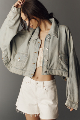 Boxy East-West Cropped Denim Jacket