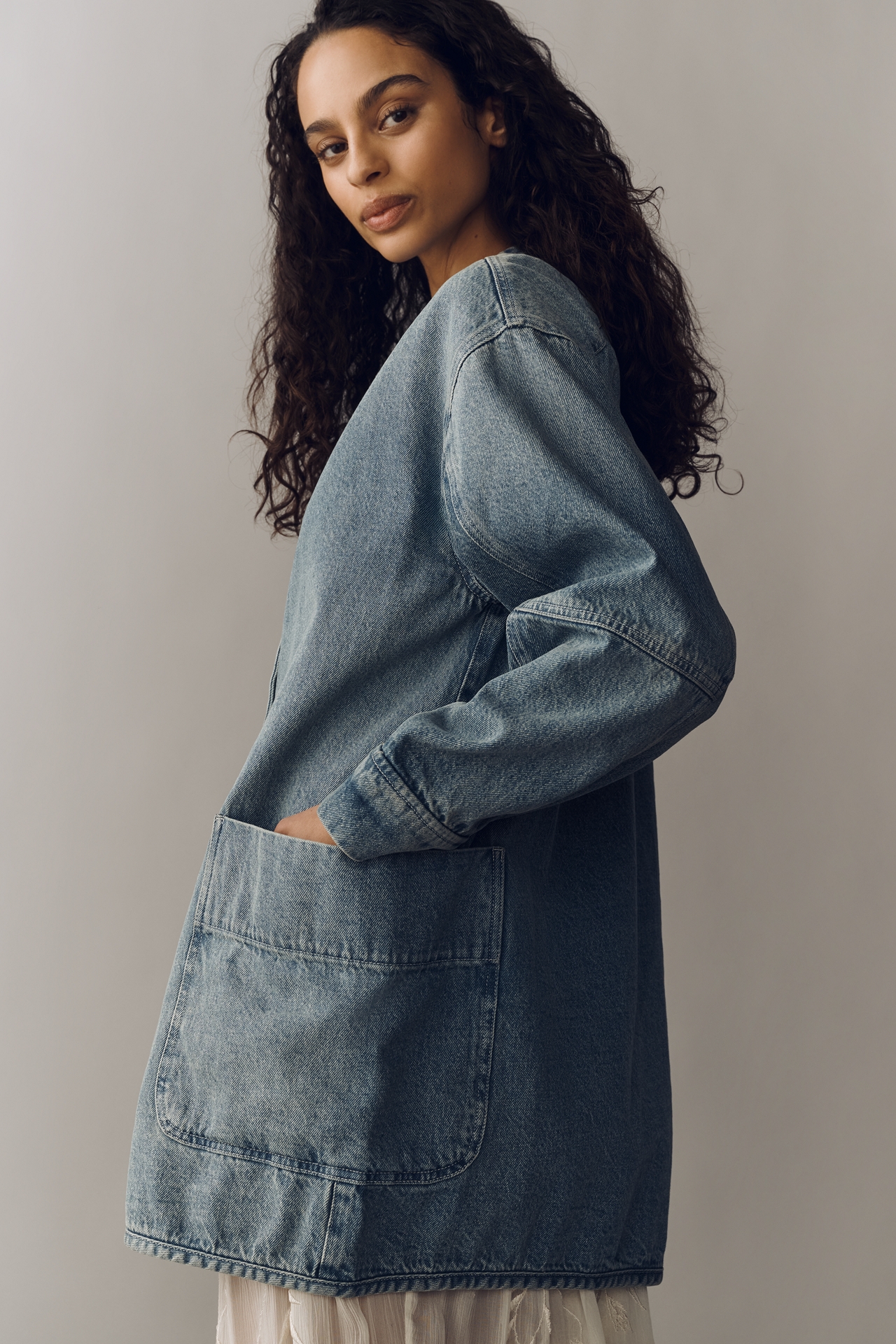 Pilcro Mid-Length Denim Chore Jacket