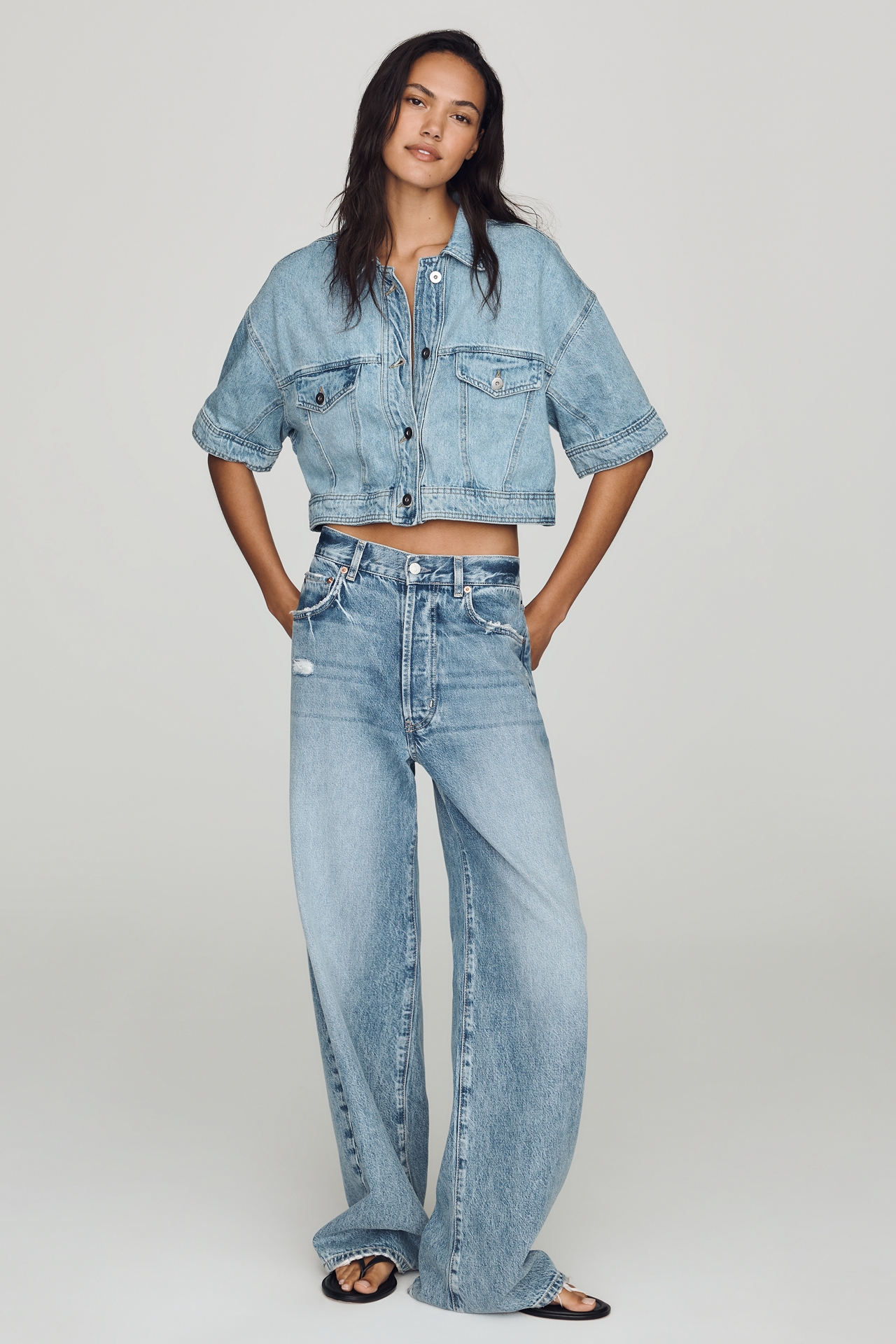 Pilcro Cotton Crop Trucker Jacket