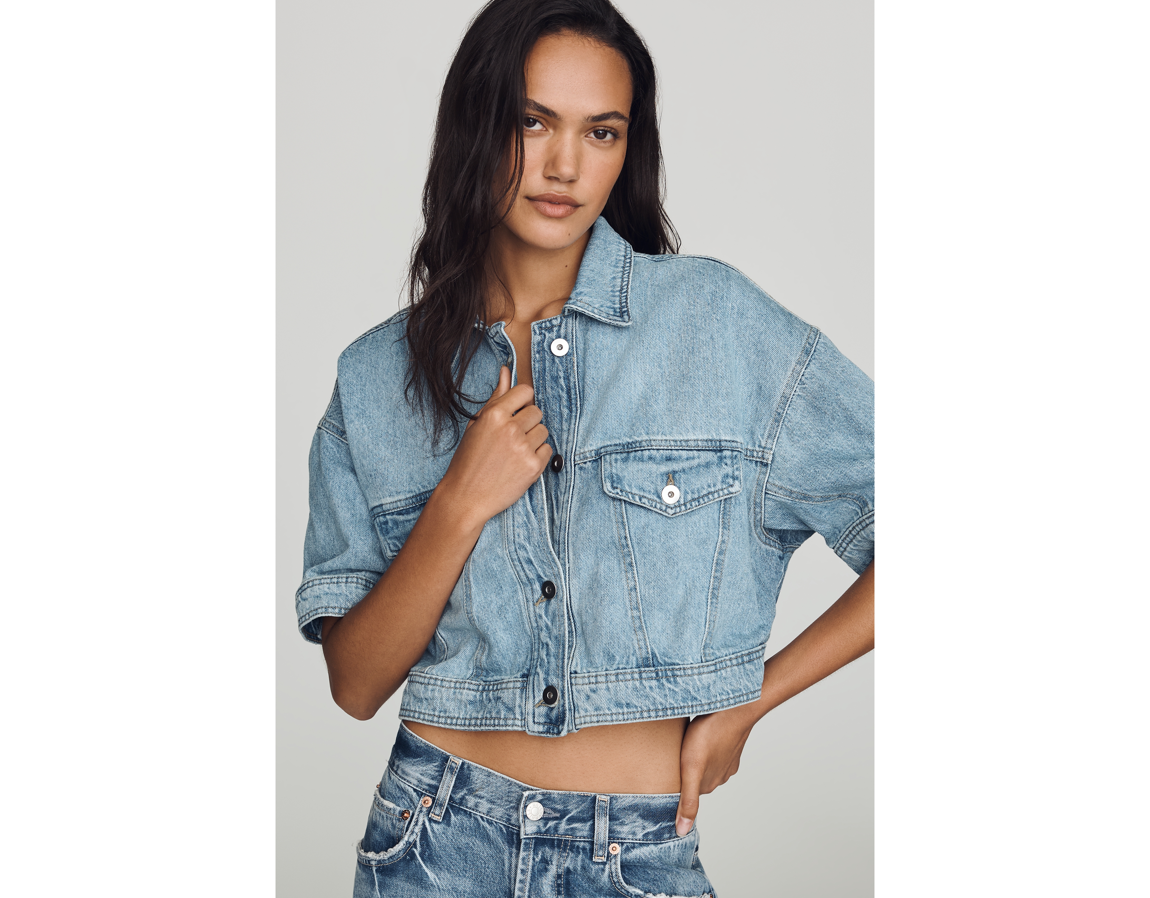 Pilcro Cotton Crop Trucker Jacket
