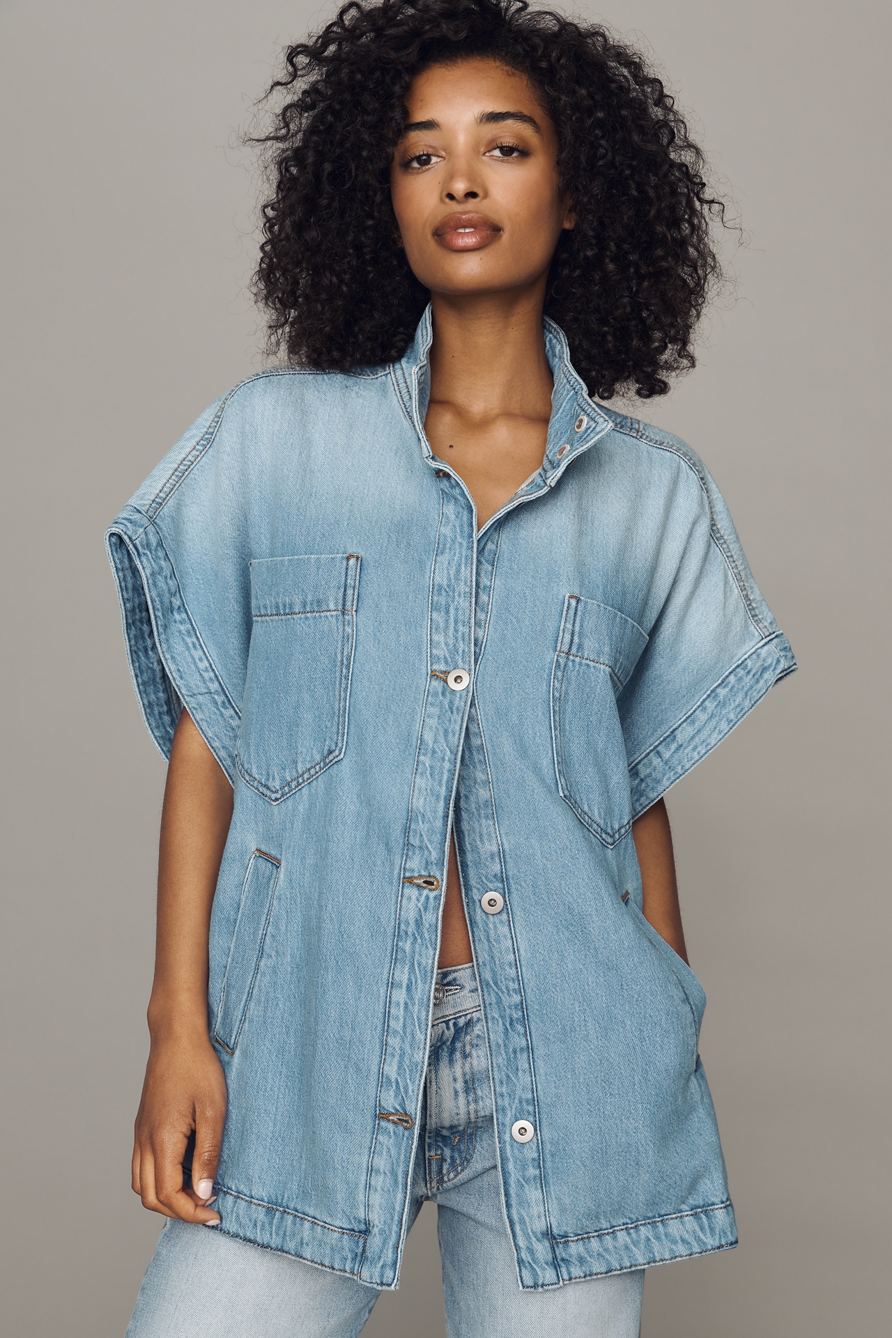 Pilcro Washed Cotton Blend Oversized Cape