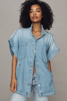 Pilcro Washed Cotton Blend Oversized Cape 