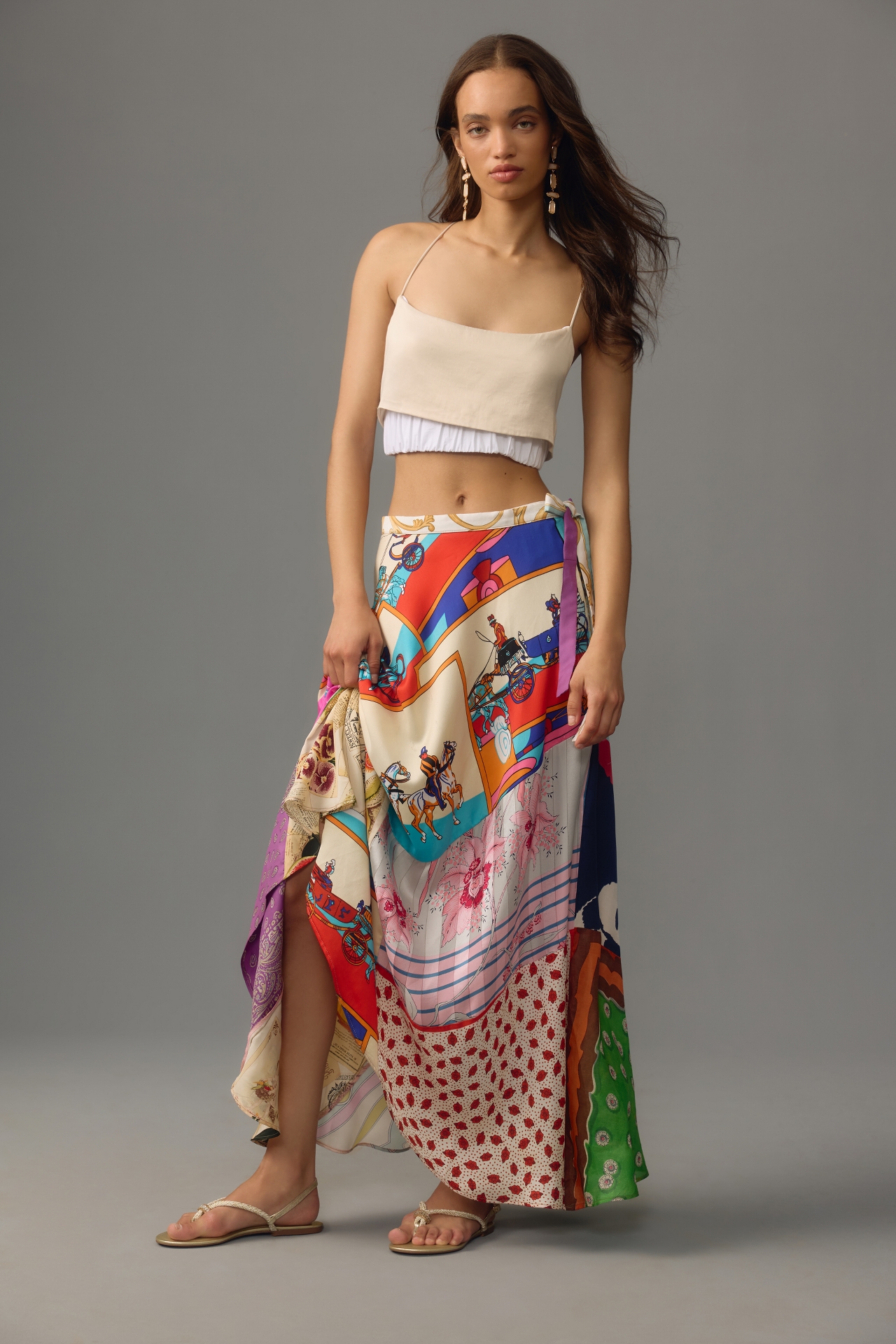 Tiny One-of-a-Kind Vintage Scarf Pieced Maxi Skirt