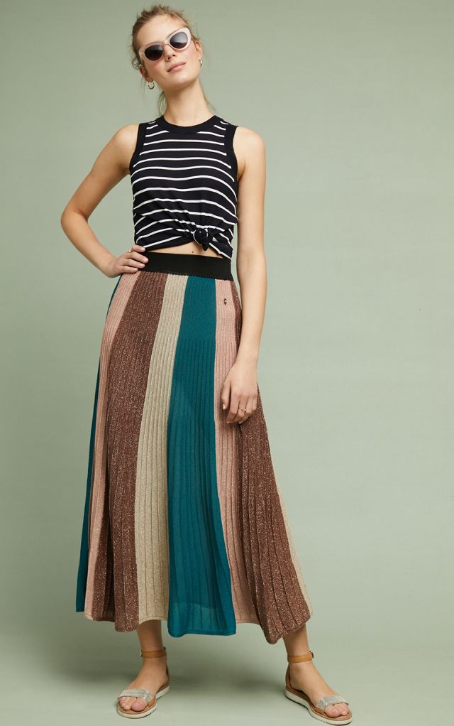 Metallic Striped Maxi Knit Skirt #3
