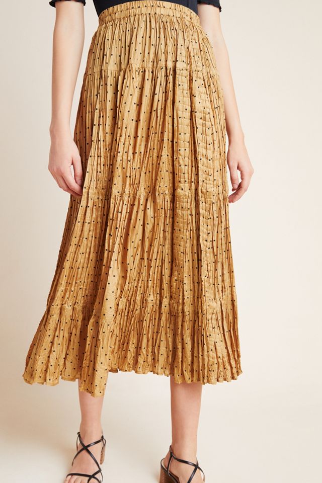 Leonora Crushed Silk Maxi Skirt | Anthropologie