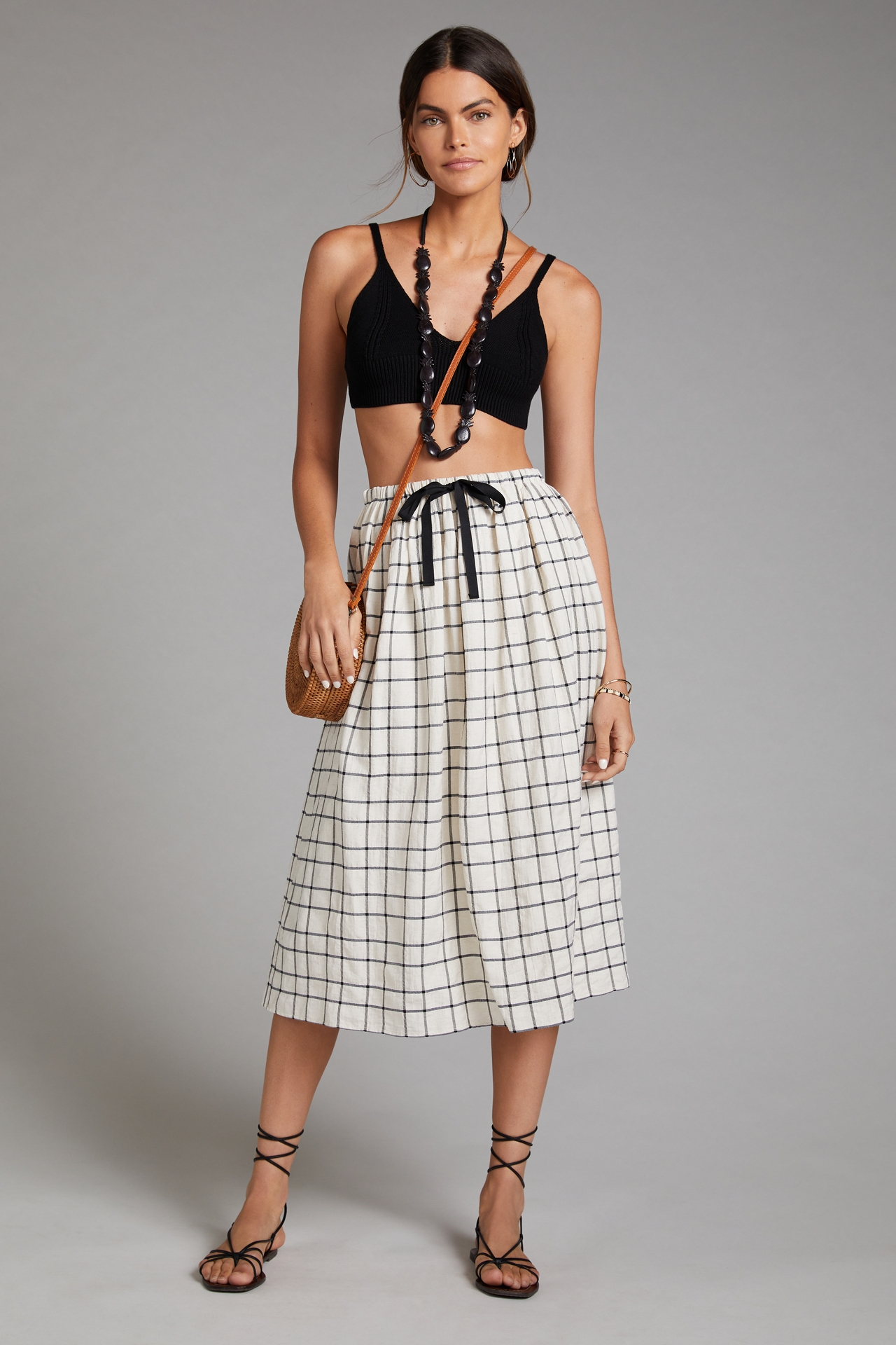 Corey Lynn Calter Plaid Midi Skirt