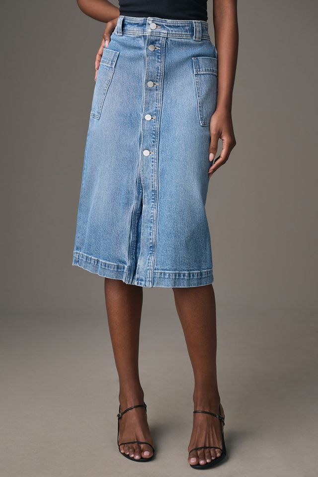 Joe's Jeans Patch Pocket Denim Midi Skirt Anthropologie
