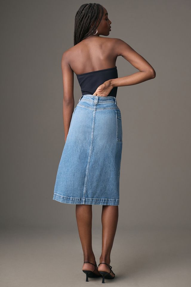 Joe's Jeans Patch Pocket Denim Midi Skirt Anthropologie
