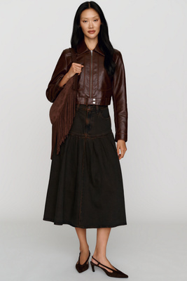 Levi's 100% Cotton Pleated Midi Skirt by Anthropologie