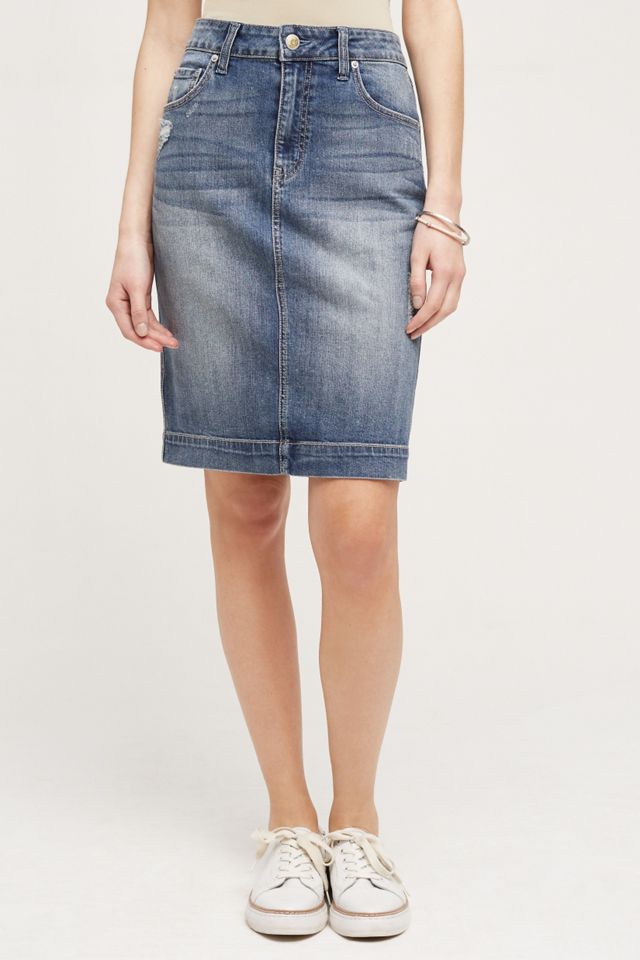 Level 99 Distressed Denim Skirt #1