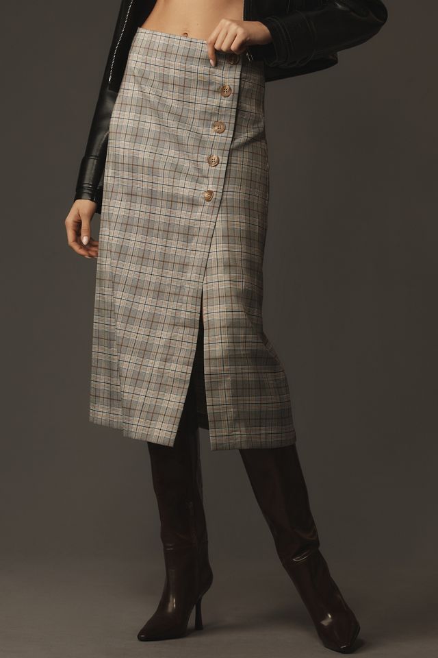 Porridge Button-Side Midi Skirt #1
