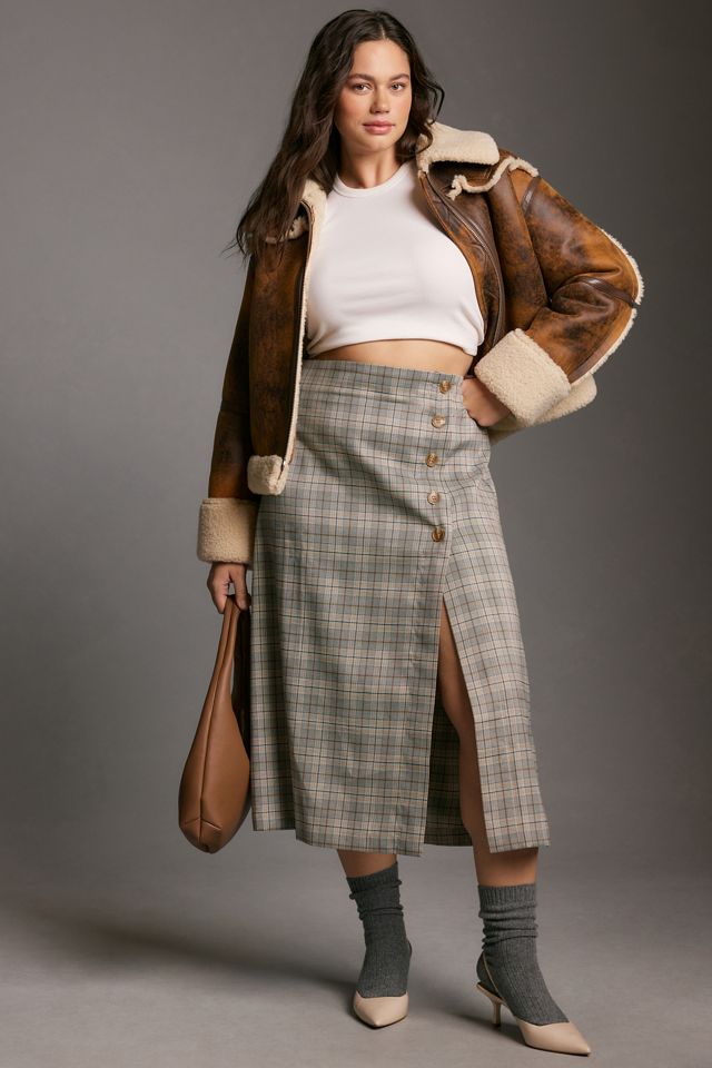 Porridge Button-Side Midi Skirt #4