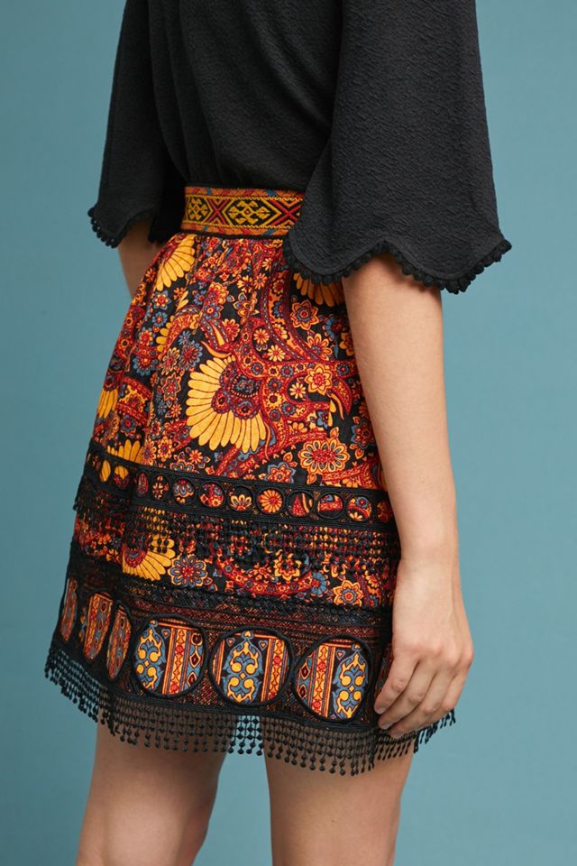 Anna Sui Lace-Trimmed Mini Skirt | Anthropologie