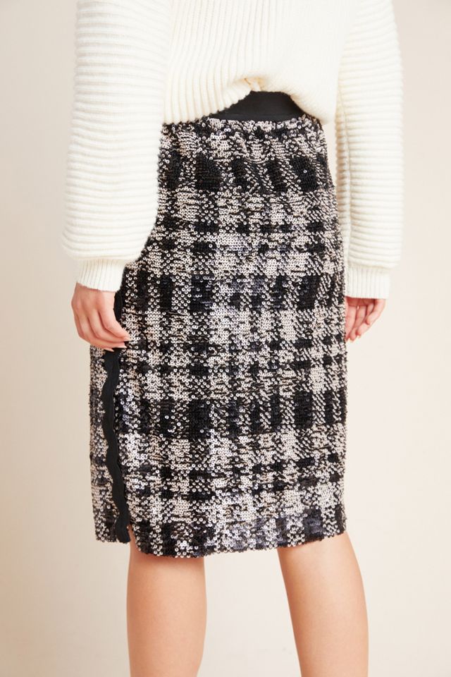 Anna Sui Alice Plaid Sequin Pencil Skirt | Anthropologie