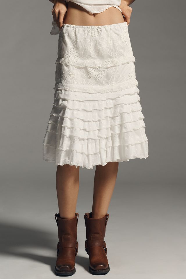 Anna Sui Embroidered Ruffle Skirt #1