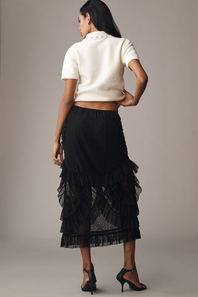 Anna Sui Victorian Lace Ruffle Midi Skirt #2