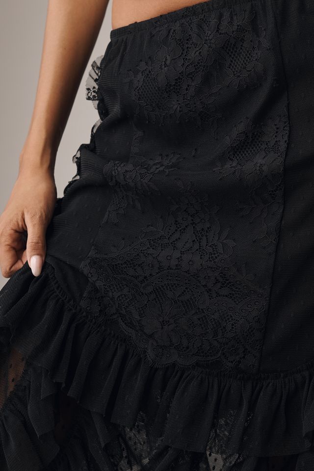 Anna Sui Victorian Lace Ruffle Midi Skirt #3