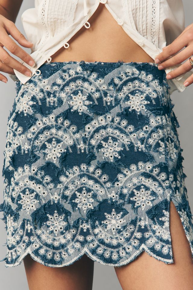 ARTS&SCIENCE skirt navy 花柄 Anna Sui Cotton Scallop Mini Skirt | Anthropologie