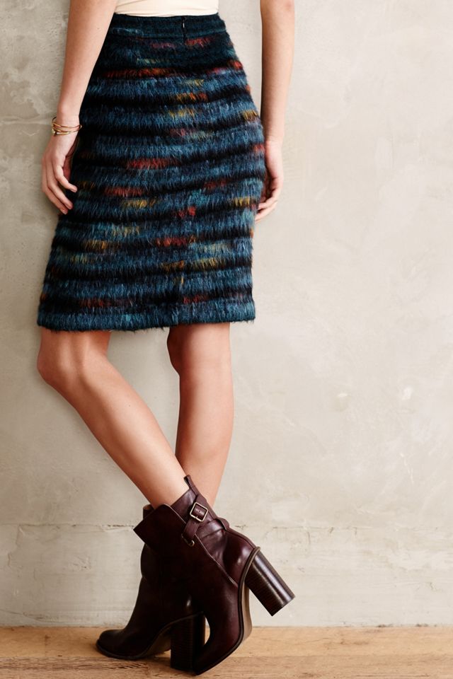 Feathered Wool Pencil Skirt  #2