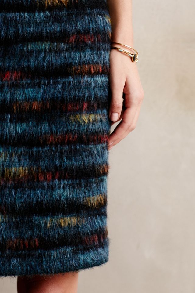 Feathered Wool Pencil Skirt  #4