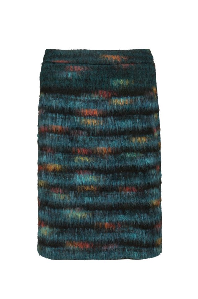 Feathered Wool Pencil Skirt  #5