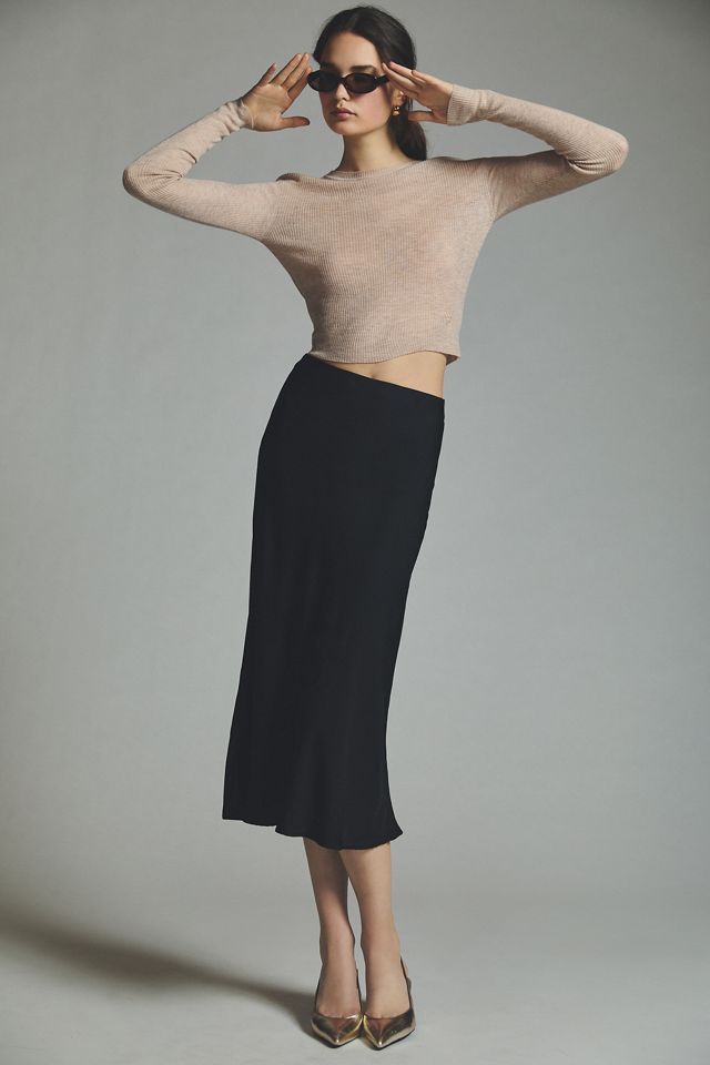 Velvet by Graham & Spencer Slim Satin Skirt #1