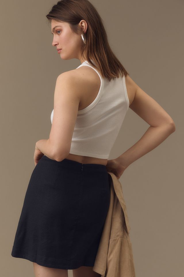 By Anthropologie Linen Side-Slit Mini Skirt #2