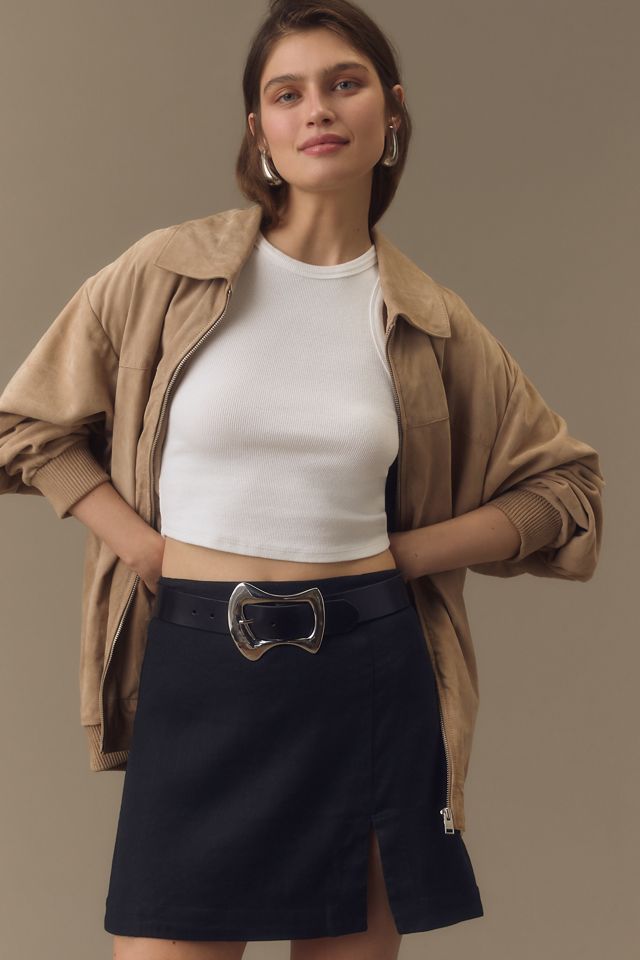 By Anthropologie Linen Side-Slit Mini Skirt #3