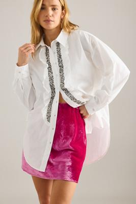 By Anthropologie The Tilda Velvet Mini Slip Skirt In Purple