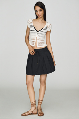 By Anthropologie Pleated Drawstring Mini Skirt