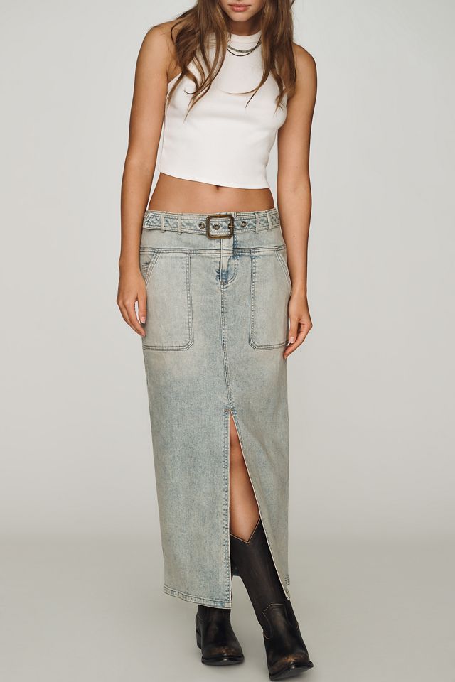 Jupe colonne en denim ample Pilcro #1