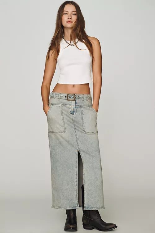 Pilcro Slouchy Denim Column Skirt