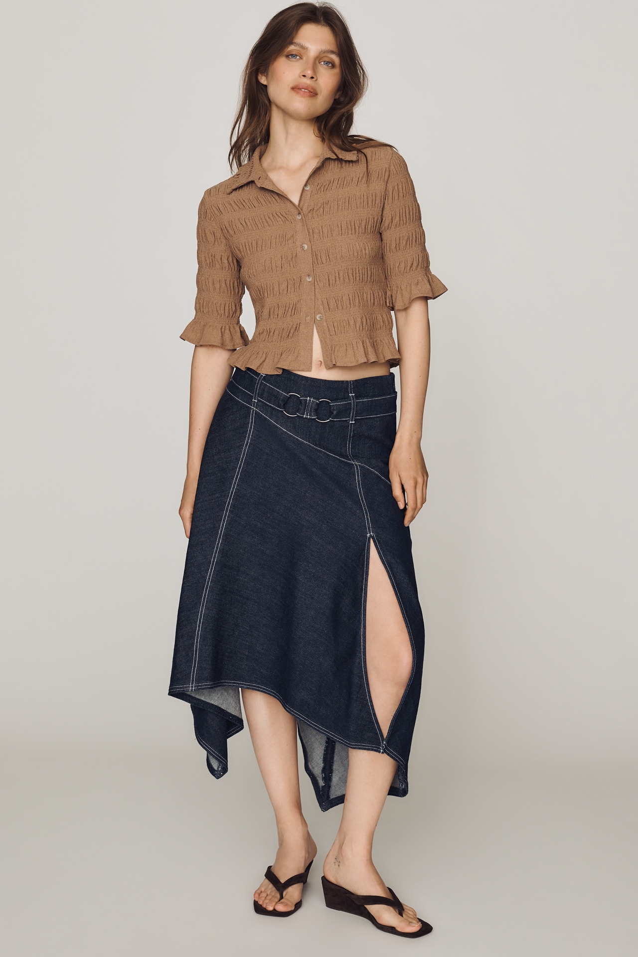 By Anthropologie Asymmetric Denim Skirt