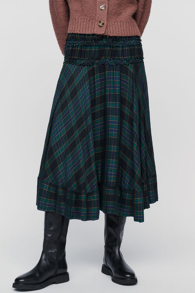By Anthropologie Plaid Circle Midi Skirt #1