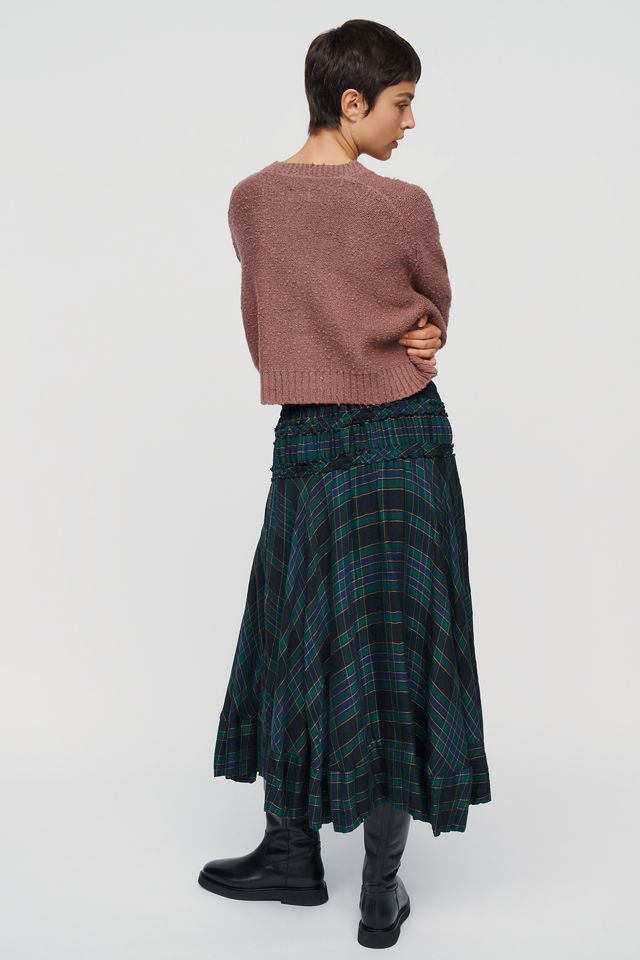 By Anthropologie Plaid Circle Midi Skirt #2