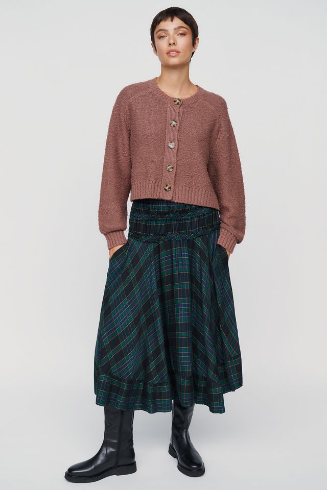 By Anthropologie Plaid Circle Midi Skirt #3